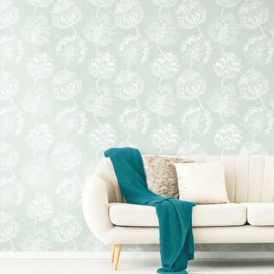 RoomMates Batik Jacobean Peel & Stick Wallpaper Green and White {8}
