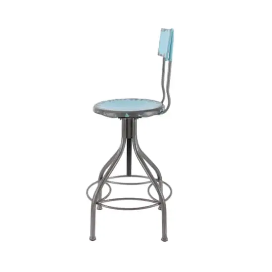 41" Metal Vintage Bar Chair Aqua {5}