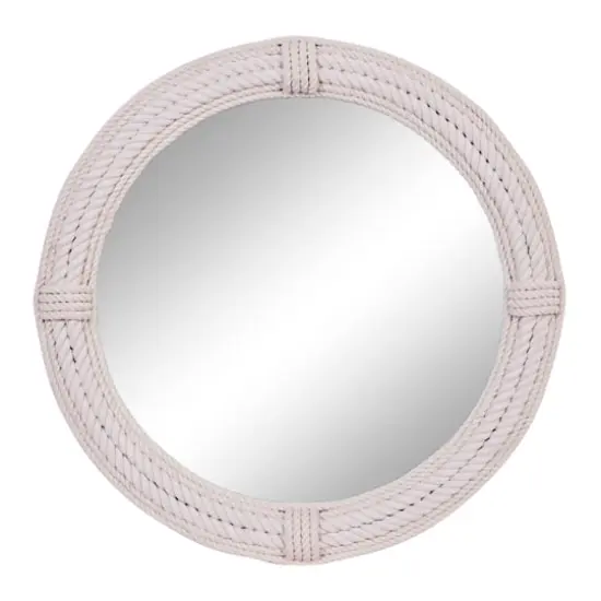 36" White Coastal Rope Wall Mirror {1}