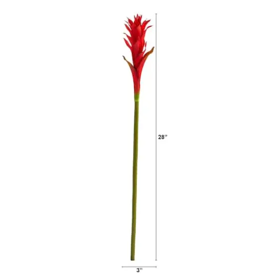 2.3ft Mini Star Bromeliad Artificial Flower Stem, 6ct. Red {4}