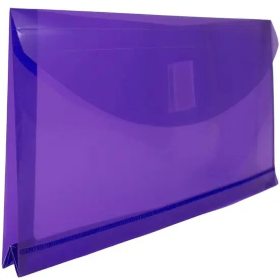 JAM Paper 5.25" x 10" Plastic Hook & Loop Closure Envelopes, 12ct. Purple {5}
