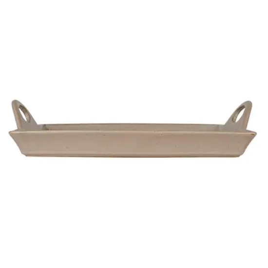Hello Honey&reg; 16.5" White Antique Elegance Stoneware Serving Tray with Handles {7}