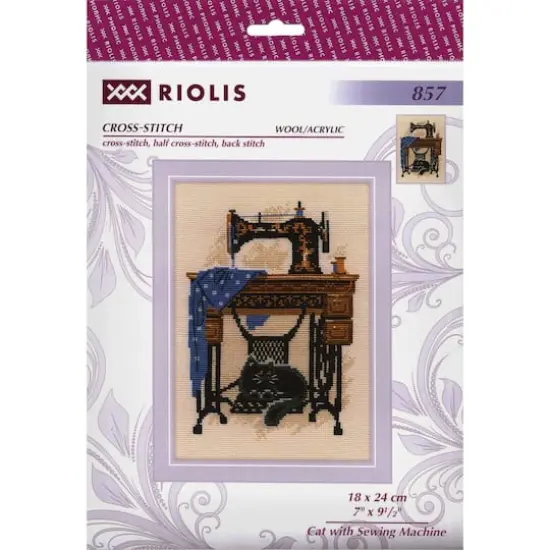RIOLIS Cat With Sewing Machine Cross Stitch Kit {1}