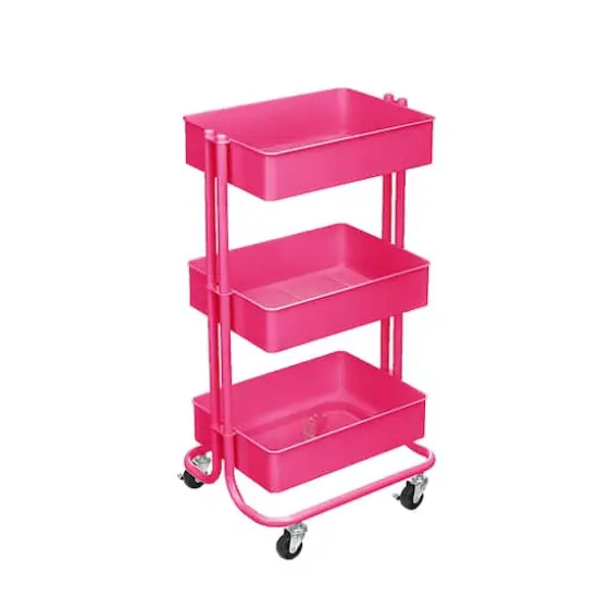 Lexington 3-Tier Rolling Cart by Simply Tidy&reg; Bright Pink {1}