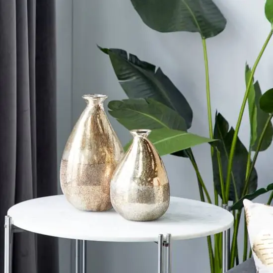 Gold Glass Rustic Vase Set {7}