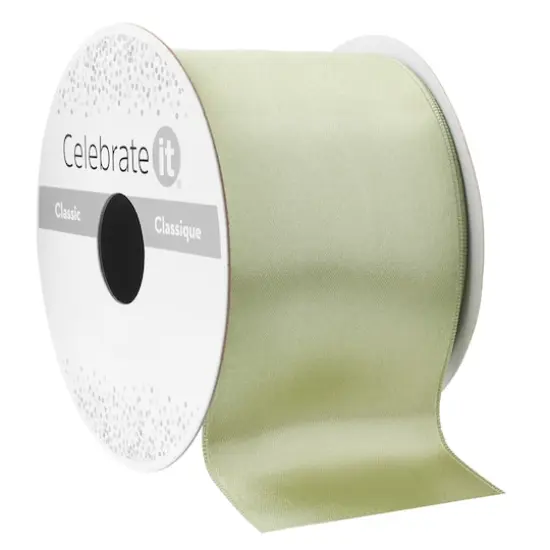 2.5" x 10yd. Satin Wired Ribbon by Celebrate It&reg; Classic Grass Green {1}