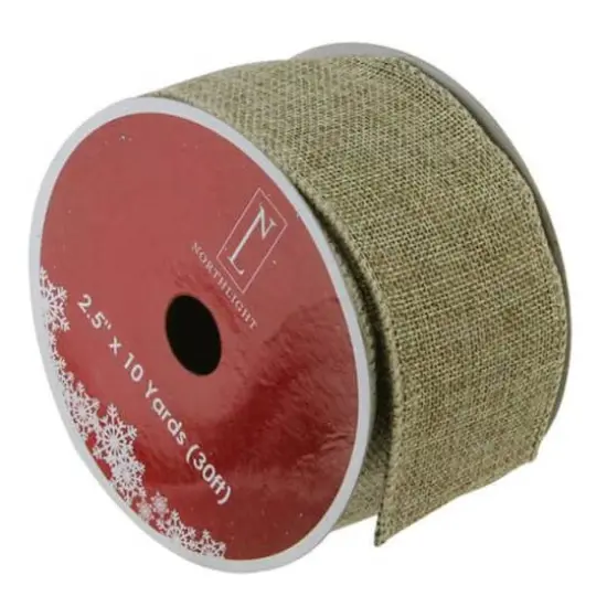 2.5" x 10yd. Wired Faded Burlap Christmas Ribbon {1}
