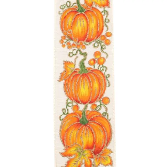 Reliant 2.5" x 10yd. Faux Linen Wired Pumpkin Row Ribbon {3}