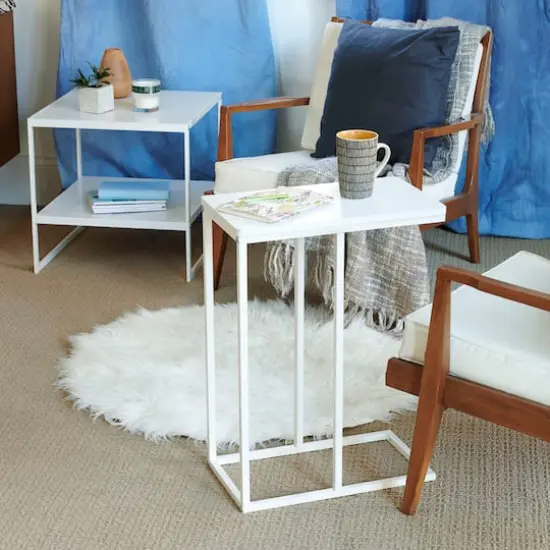 Household Essentials 25" Jamestown C-Shaped End Table White {6}