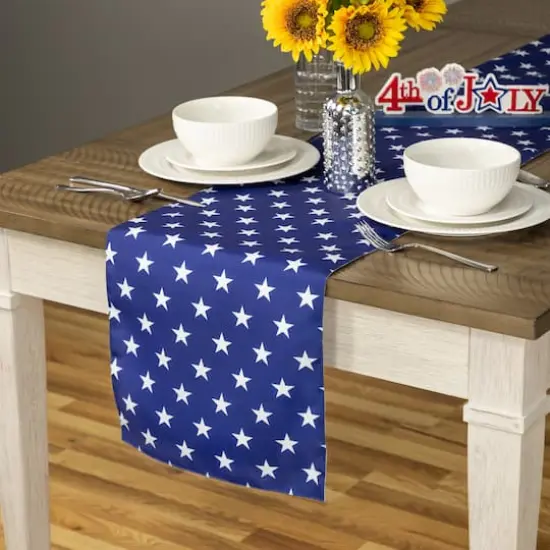 72" Blue & White Stars Patriotic Table Runner {3}