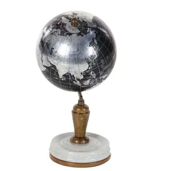 10" Black Marble & Metal Modern Globe {5}
