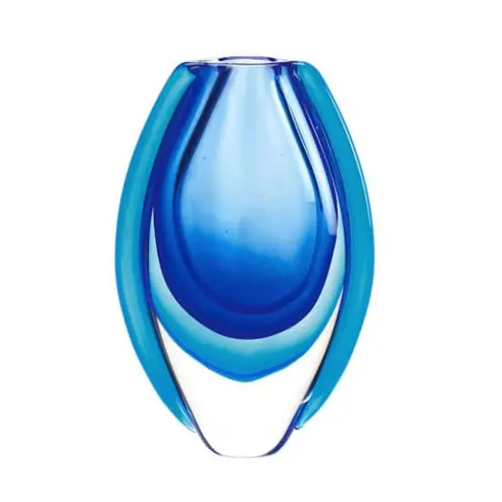 8.5" Azure Blue Art Glass Vase {1}