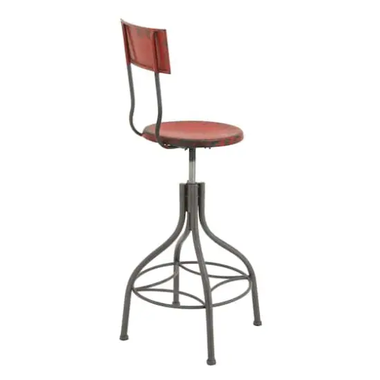 41" Metal Vintage Bar Chair Red {3}