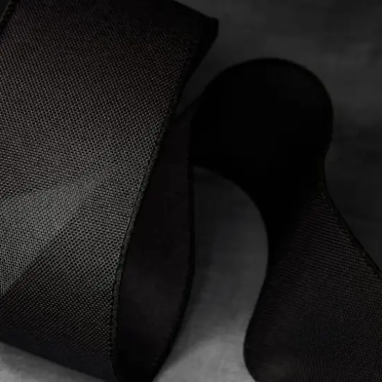 2.5" x 25ft. Faux Linen Wired Ribbon by Celebrate It&reg; Black {3}