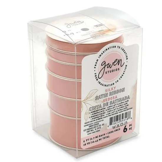 Gwen Studios 18yd. Satin Ribbon Set Coral {4}