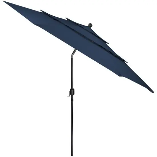 9.75ft. Outdoor Patio Market Umbrella with Hand Crank & Tilt Blue {4}