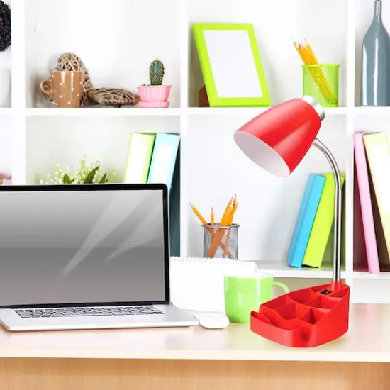 LimeLights 18.5" Gooseneck Organizer Desk Lamp with Tablet Stand Red {5}