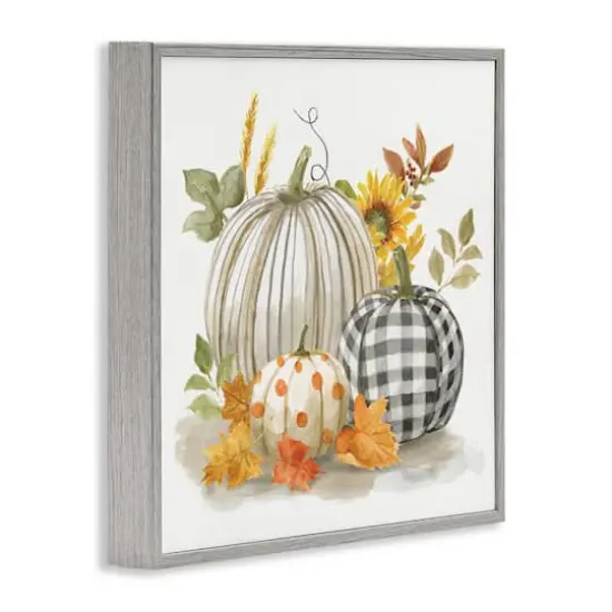 Stupell Industries Patterned Pumpkins Autumn Harvest Framed Giclee Art Gray {4}