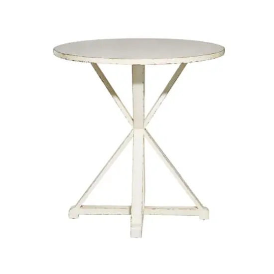 31" White Wood Farmhouse Accent Table {4}