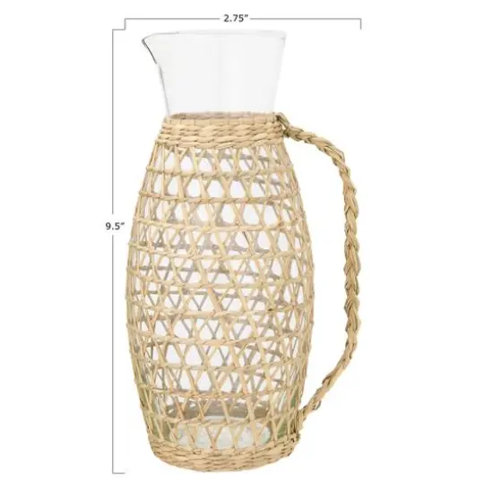 Hello Honey&reg; 9.5" Glass Pitcher with Seagrass Weave Jacket & Handle {6}