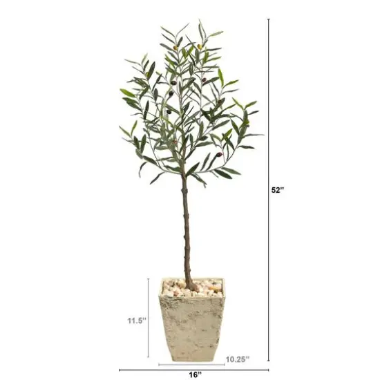 4.5ft. Olive Artificial Tree in Country White Planter {3}