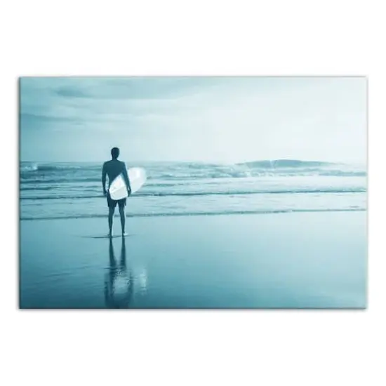 Monochrome Surfer Canvas Wall Art {1}