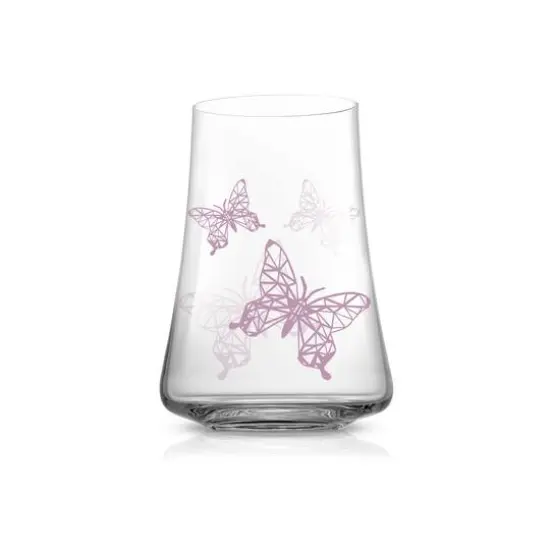 JoyJolt&reg; 17oz. Meadow Butterfly Crystal Highball Glass Set, 2ct. {4}