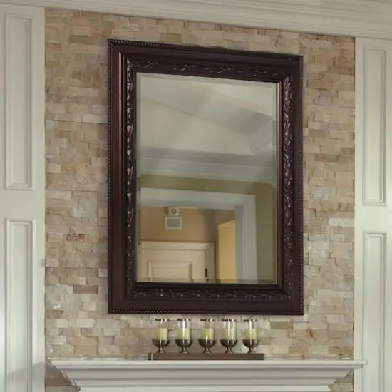Head West&reg; 36" Addyson Embossed Rich Brown Framed Beveled Wall Mirror {3}