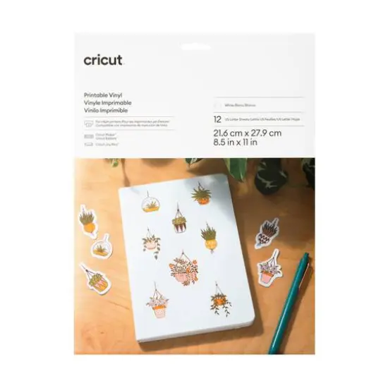 Cricut&reg; White US Letter Printable Vinyl, 12ct. {1}