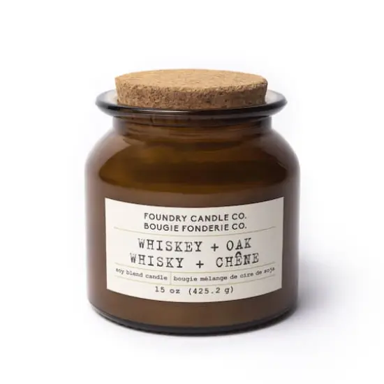 Foundry Candle Co. Soy Blend Scented Jar Candle Whiskey and Oak {1}