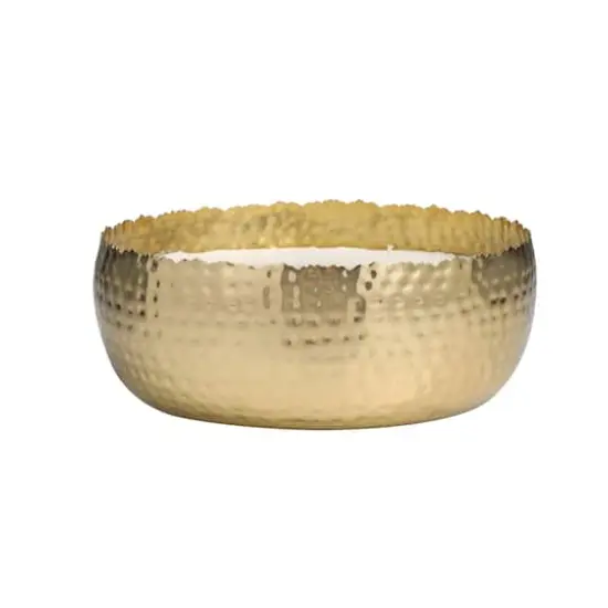 90oz English Garden Scented White 4 Wick Candle in Hammered Gold Bowl {5}