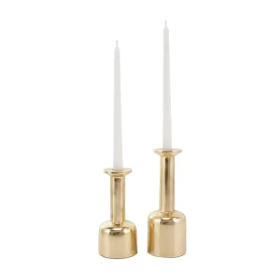 Gold Aluminum Taper Candle Holder with Rounded Bases Set {5}