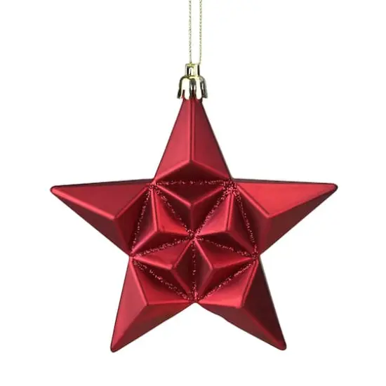 12ct. 5" Glitter Matte Red & Gold Star Shatterproof Christmas Ornaments {1}