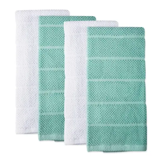 DII&reg; Aqua & White Basic Chef Terry Dishtowel Set {1}