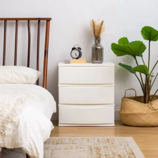 IRIS&reg; 29.5qt. White Wide 3-Drawer Stacking Chests, 2ct. {8}