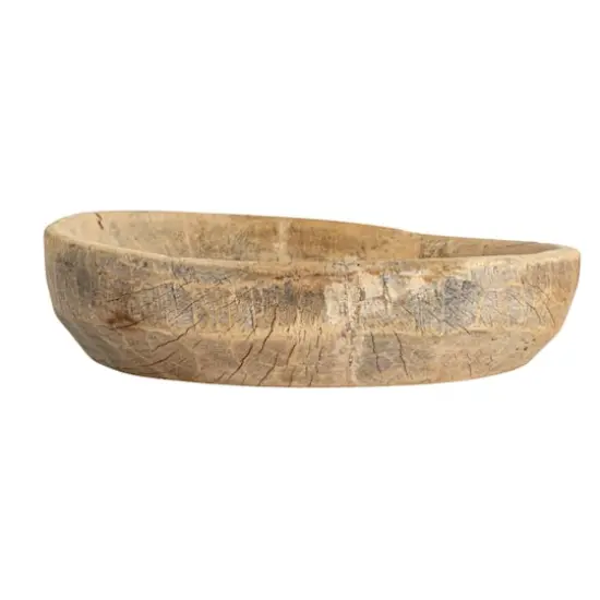 Hello Honey&reg; 18" Natural Rustic Reclaimed Wood Bowl with Handles {11}