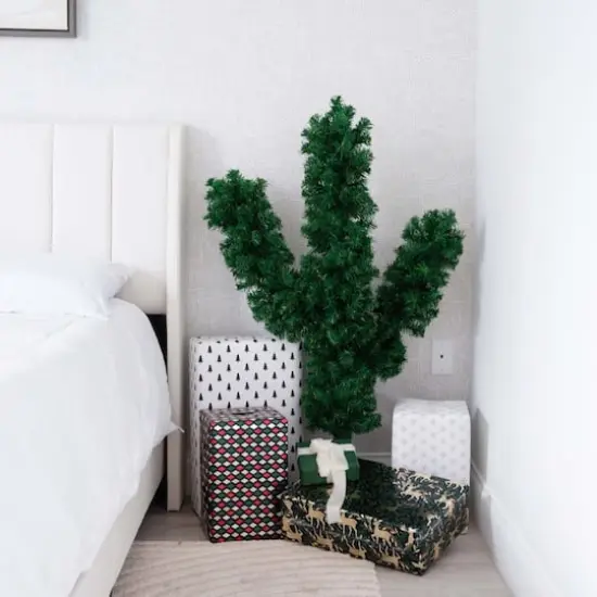 4ft. Unlit Green Cactus Artificial Christmas Tree {3}