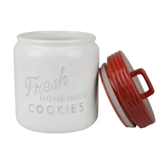 DII&reg; 9" Red & White Ceramic Cookie Jar {4}