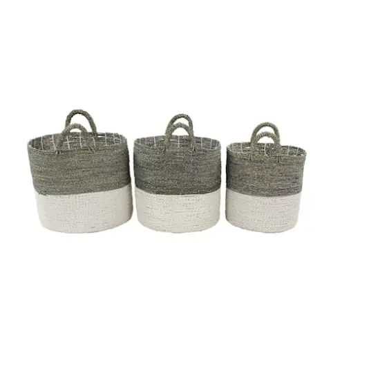 White Seagrass Contemporary Storage Basket Set {4}