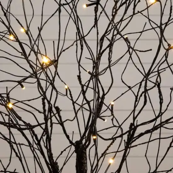 5ft. Pre-Lit Artificial Halloween Black Twig Tree with Bats and 50 Warm White LED Lights {5}
