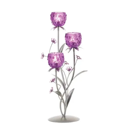 17.75" Fuchsia Blooms Candleholder {4}