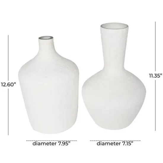 White Glass Textured Vase Set {9}