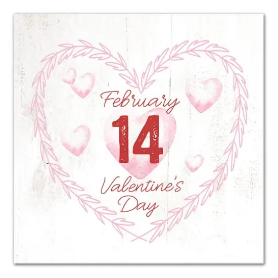 Valentines Day Calendar Wreath Canvas Wall Art {1}