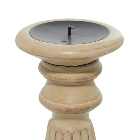 Brown Mango Wood Traditional Candle Holder Set {5}