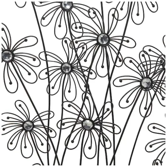 40" Black Metal Floral Sculpture with Crystal Embellishments {5}