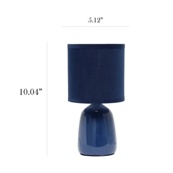 Simple Designs 10" Thimble Base Ceramic Table Lamp Navy Blue {4}