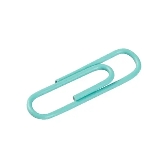 JAM Paper 1" Colorful Standard Paper Clips, 2 Packs of 100 Teal {6}