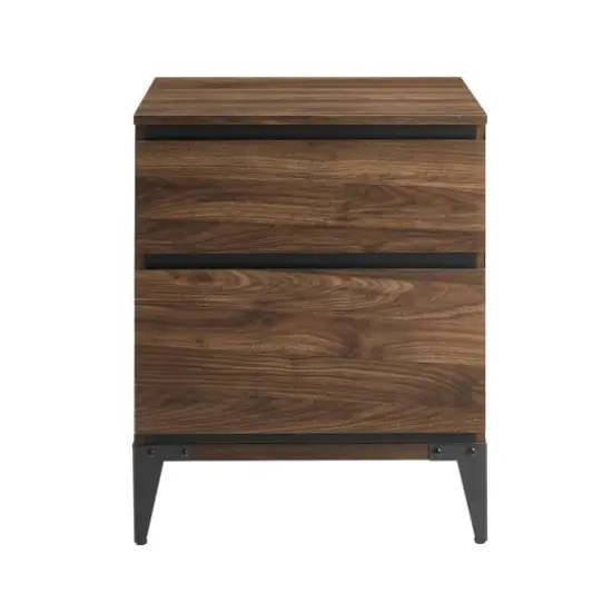 Walker Edison 20" Dark Walnut 2-Drawer Urban Side Table {1}