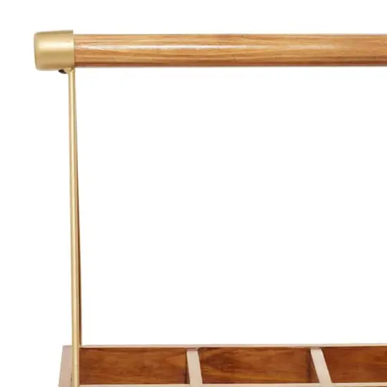 16" Brown Wood Modern Farmhouse Style Wine Rack {4}