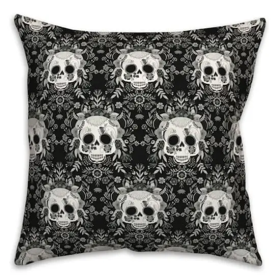 Sugar Skull Pattern 18" x 18" Throw Pillow {1}